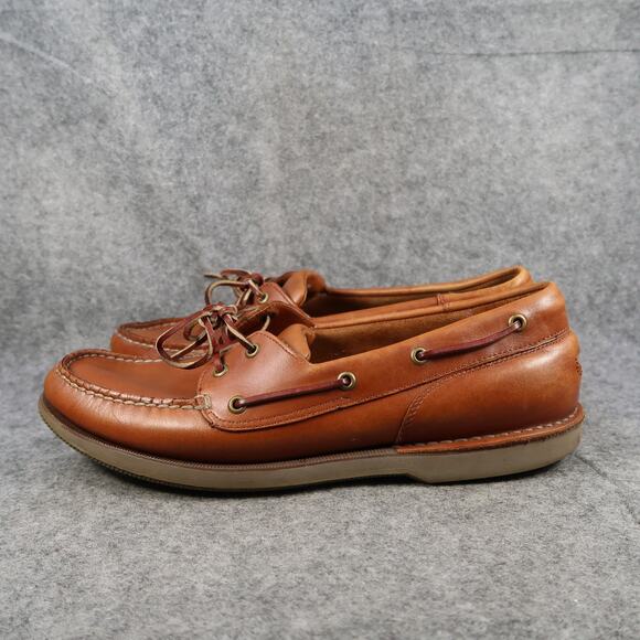 Rockport Boat Shoes Mens 13 Casual Leather Moc Lace Up Brown Classic Lifestyle - Picture 5 of 12